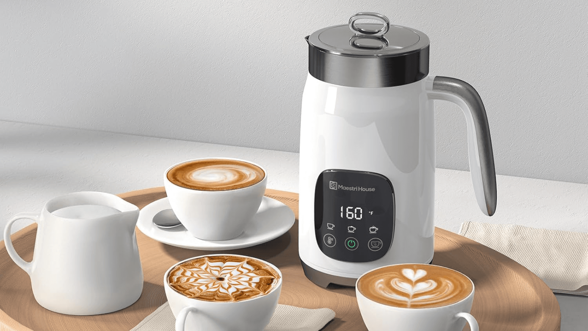 Maestri House Milk Frother, Variable Temp and Froth Thickness DualFro 400 Milk Frother and Steamer, 14.1OZ/400ML Smart Touch Control Foam Maker, Memory Function for Latte, Warm Milk, Hot Chocolate