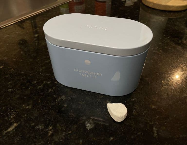 blueland dishwasher tablets on a countertop
