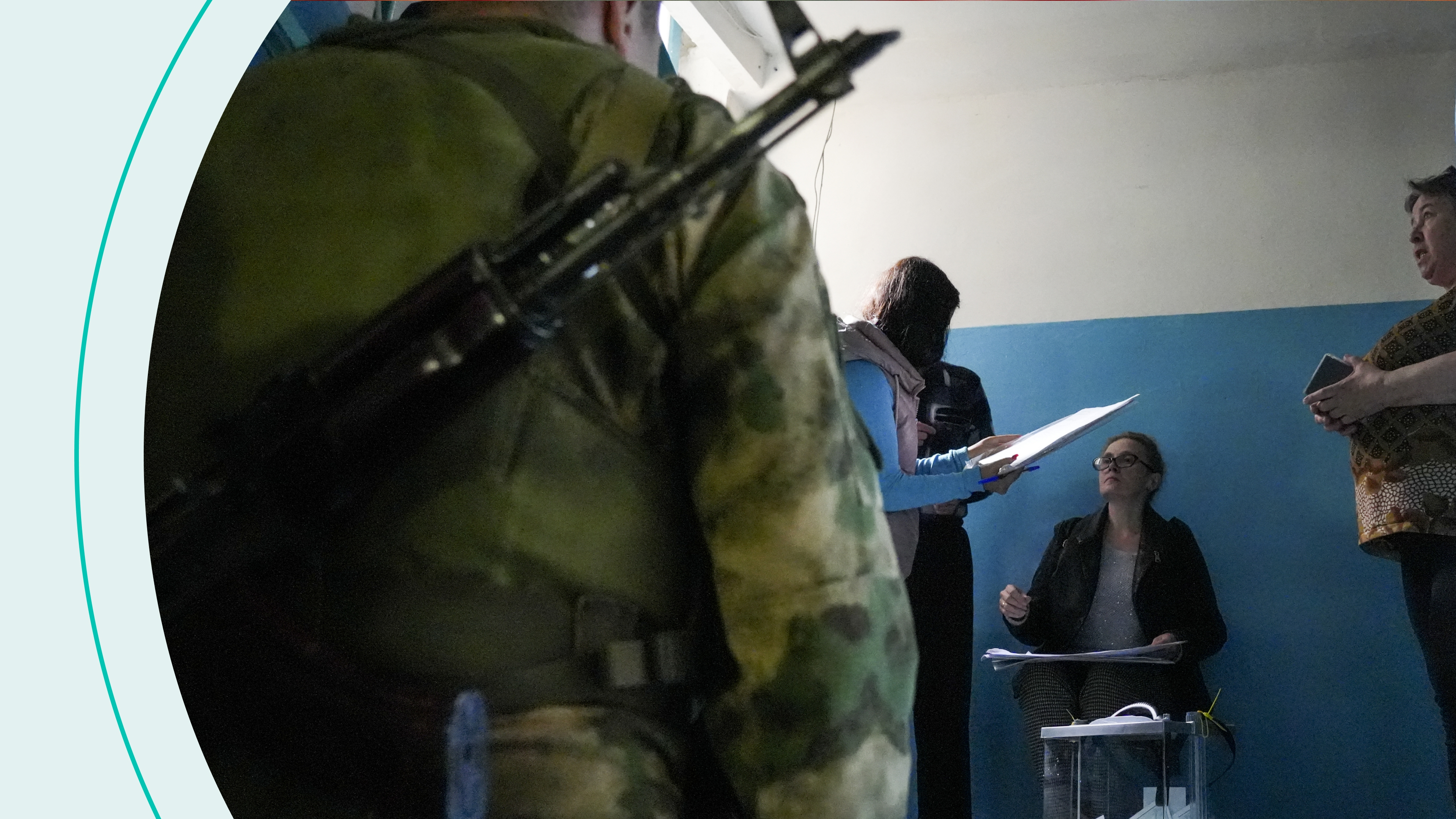 Residents cast their votes in controversial referendums in Donetsk Oblast, Ukraine on September 23, 2022.