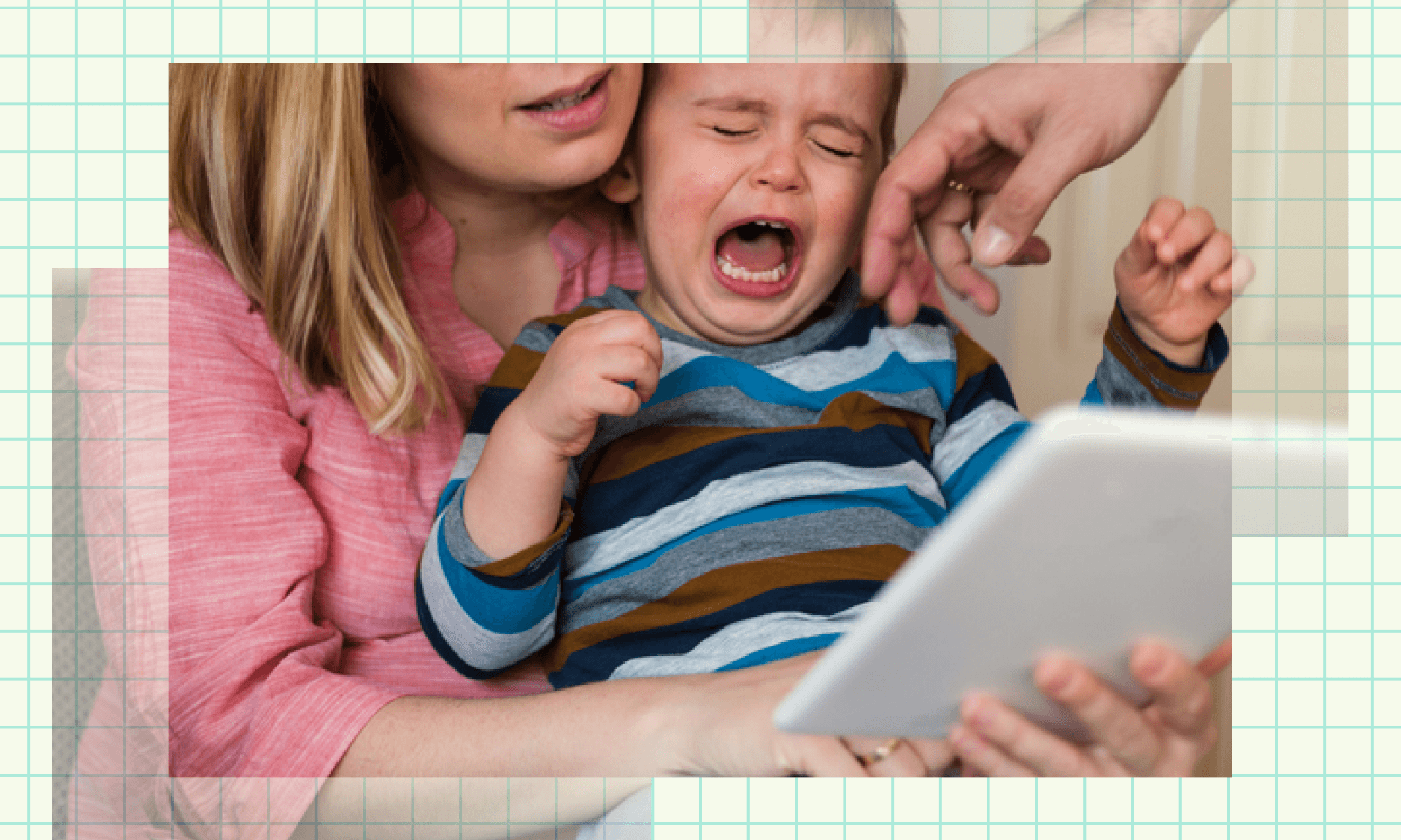 kid crying with tablet