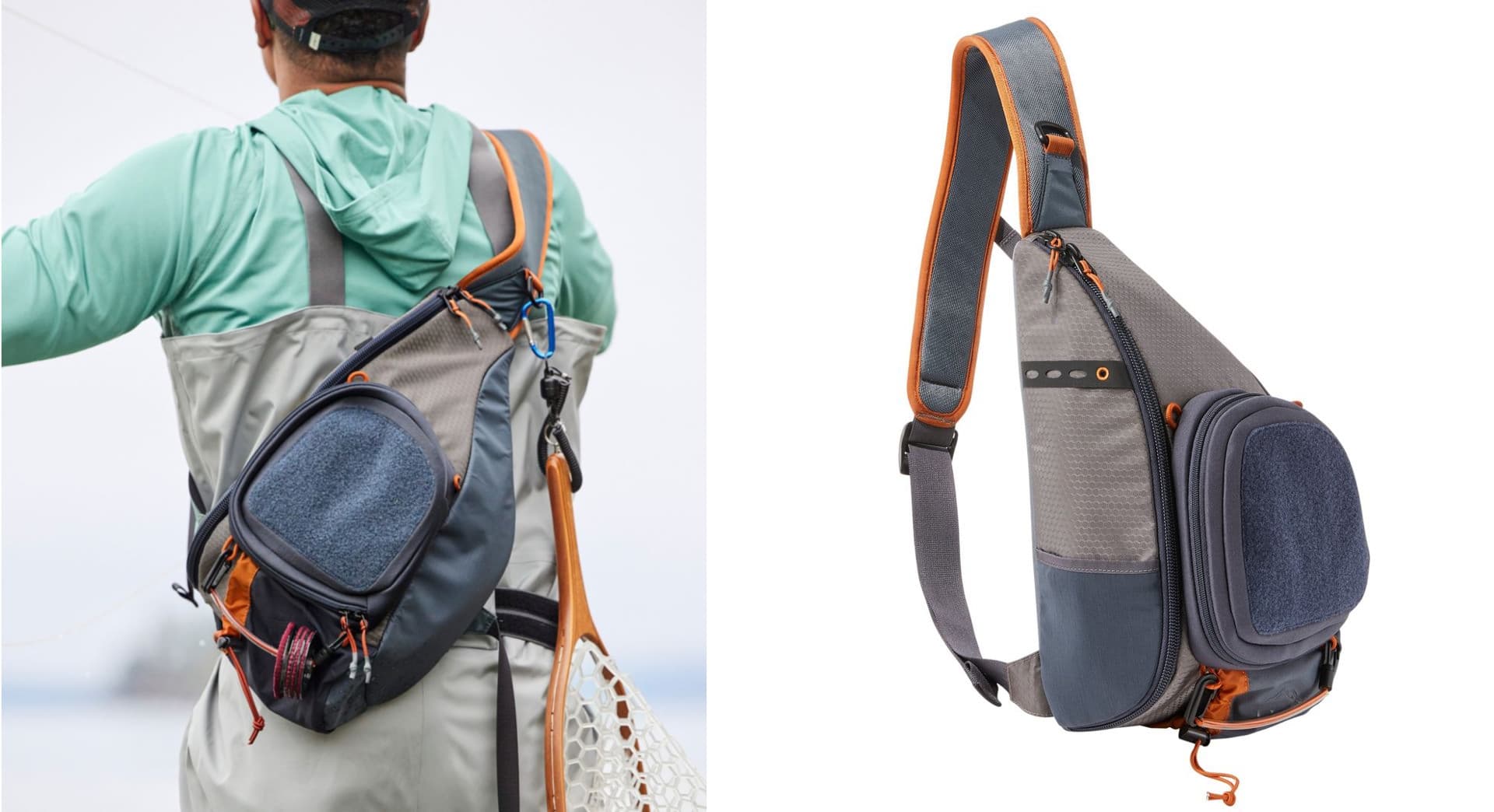 A sling bag from L.L.Bean designed for fishermen.