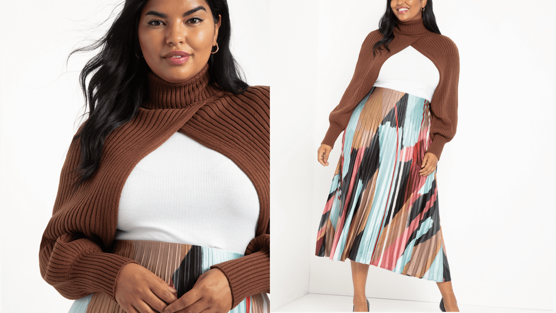 cropped turtleneck sleeve sweater