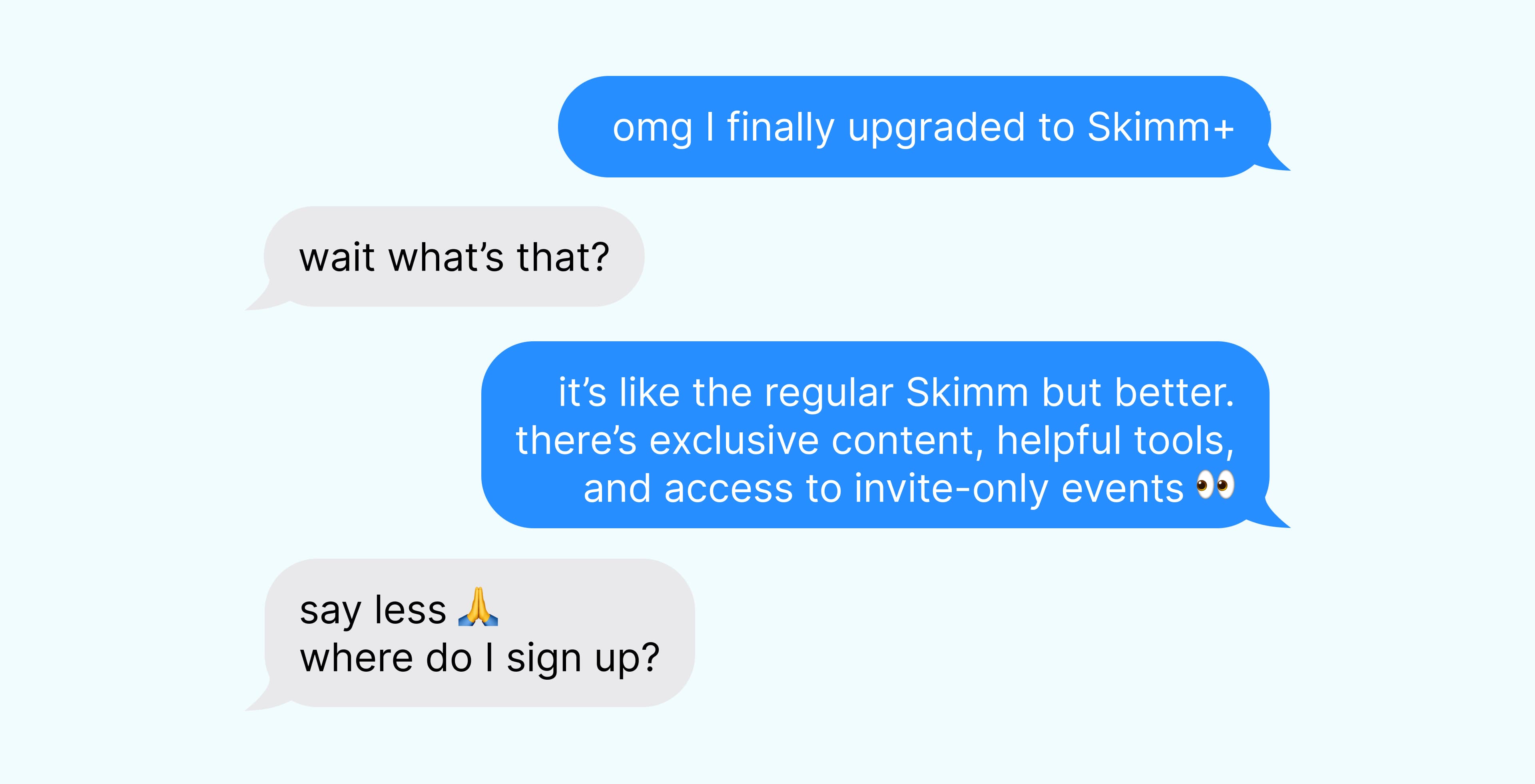 texting about skimm plus
