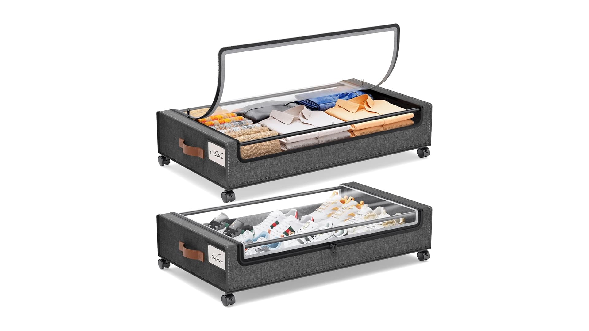 Yecaye Under Bed Storage with Wheels, 2Pack Under Bed Storage Containers, Under Bed Shoe Storage Organizer, Rolling Under Bed Metal Drawer for Clothes, Blankets(30.71 x 16.93 x 6.69 in)