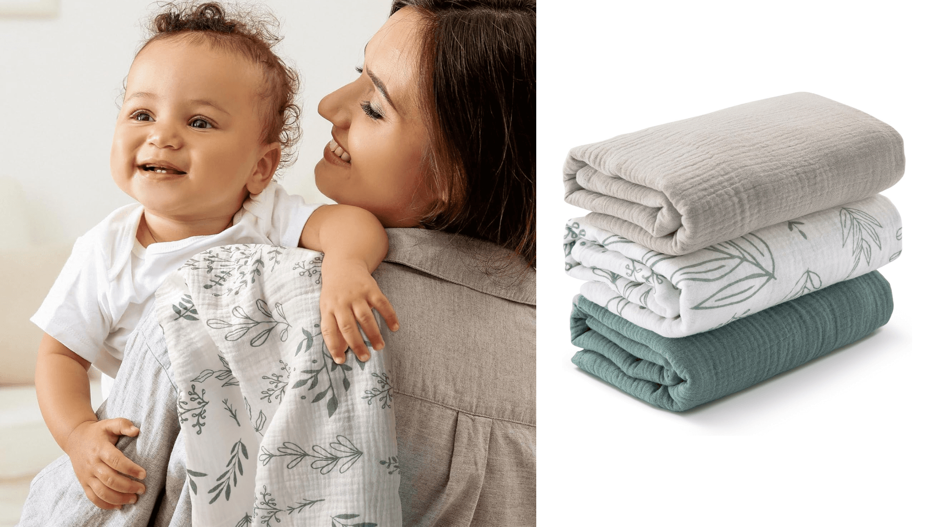 Muslin Swaddle Blankets for Newborn, 3 Pack Breathable Soft Receiving Blanket, Large 38 x 40 inches Swaddle Wrap Burping Clothes, Essentials Infant Shower Items, Toddler Gift (Bright Colors)