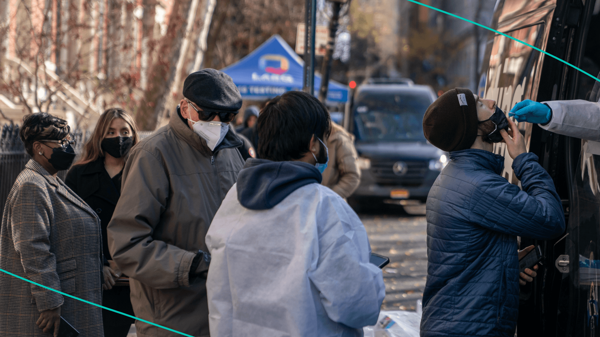 A person has a COVID-19 test administered at a walk up testing site on December 15, 2021 in New York City.