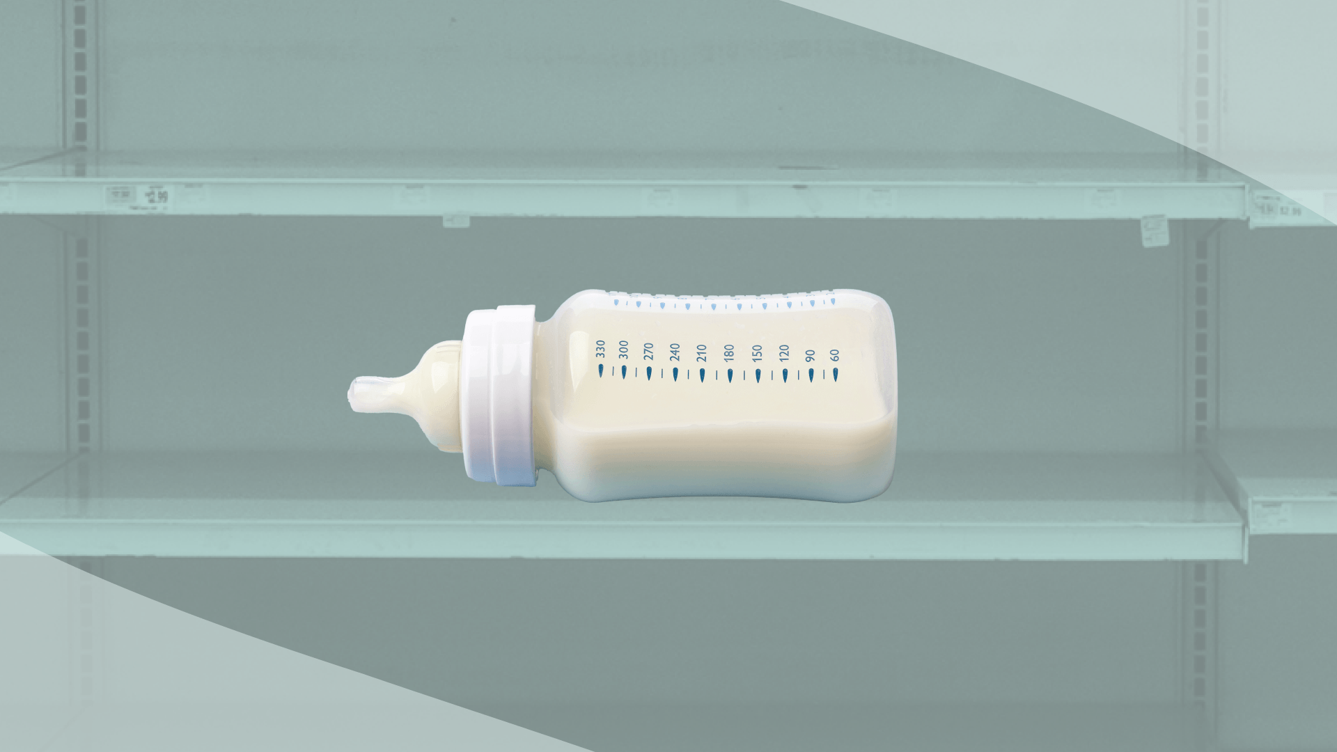 bottle of milk on empty shelf