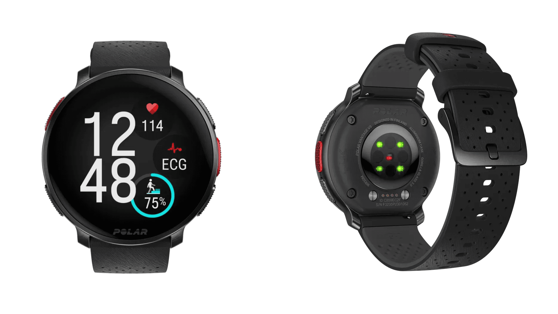 Polar Vantage smartwatch in black with digital interface