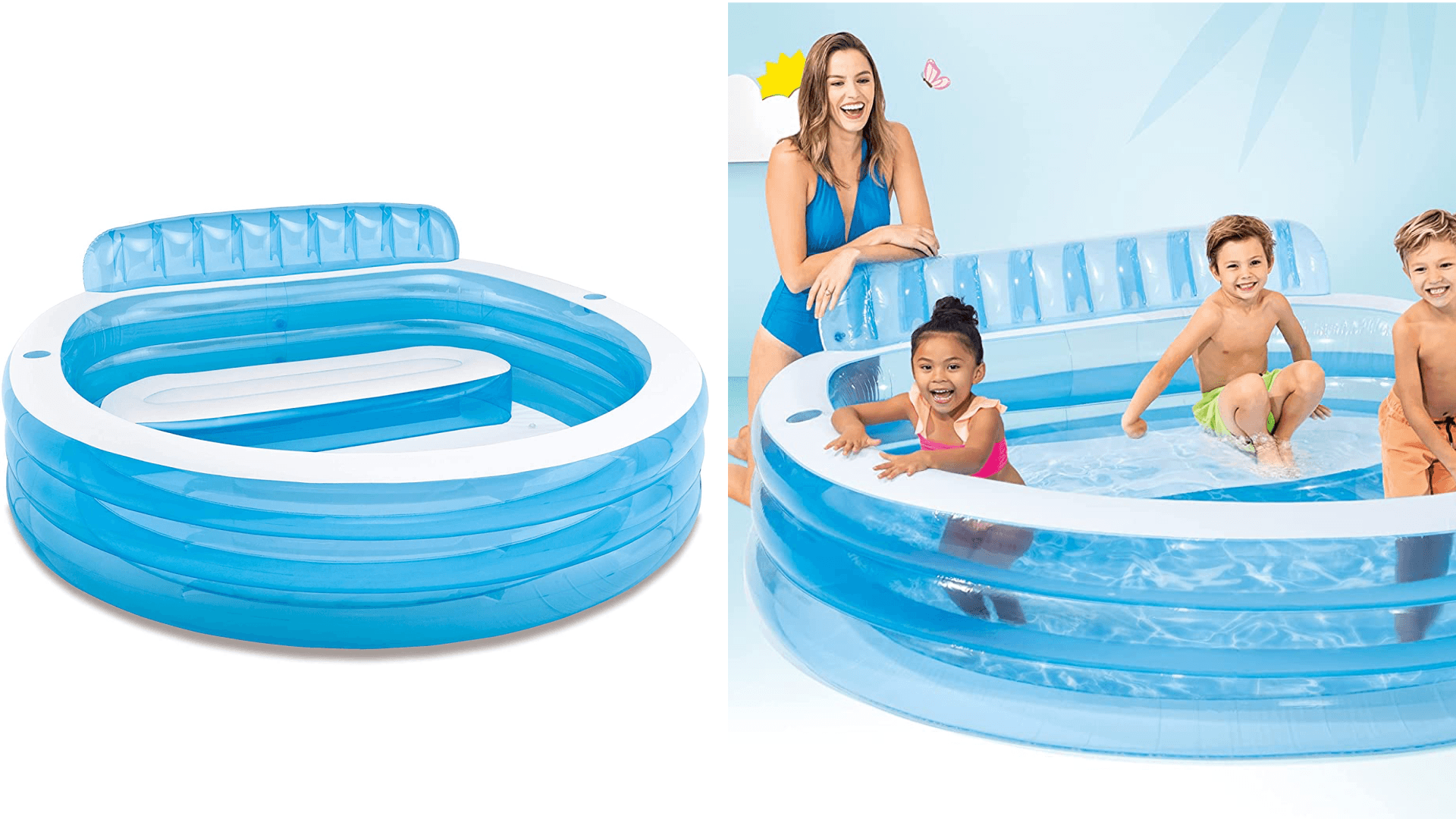 Inflatable pool with bench