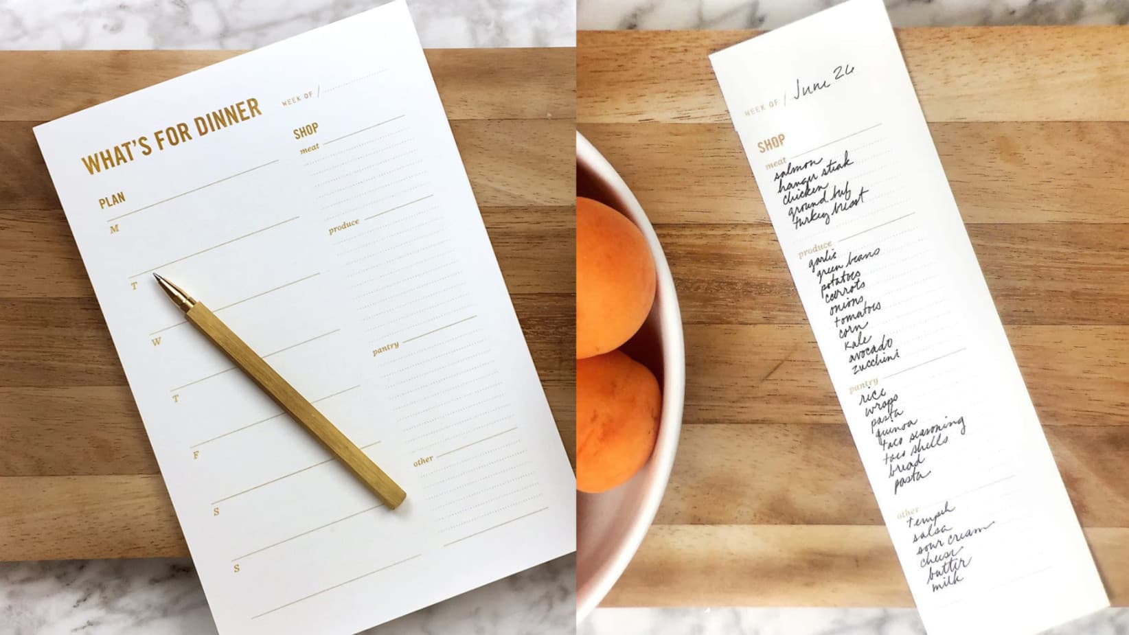 weekly meal plan pad